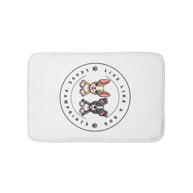 Live Like a Dog Leave Pawprints Bath Mat (Front)