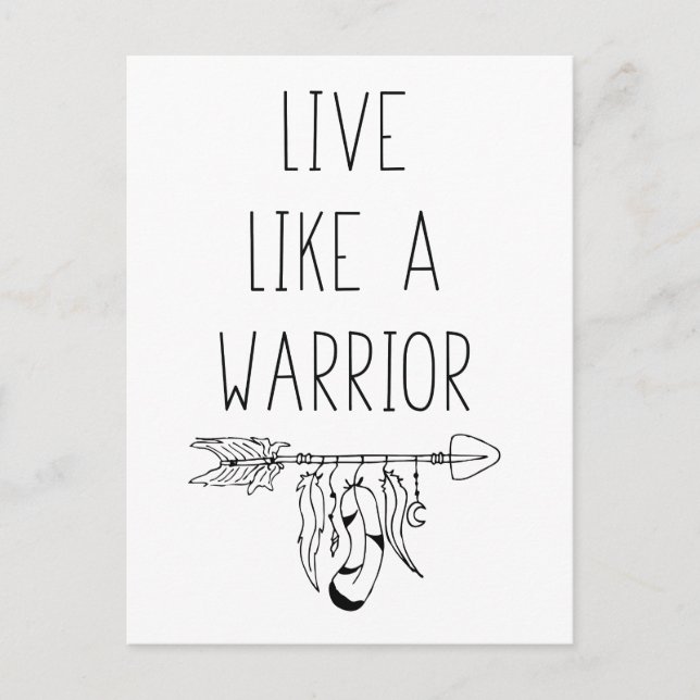Live Like A Warrior Motivational Guidance Mantra Postcard (Front)