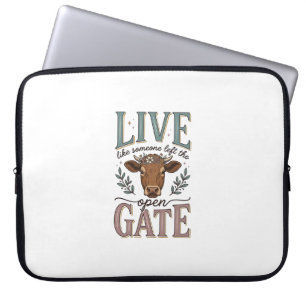 Live Like Someone Left The Gate Open Cow Shirt Laptop Sleeve