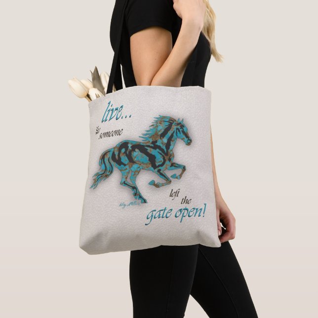 Live Like Someone Left The Gate Open, Horse  Tote Bag (Close Up)