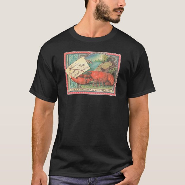 Live Lobster - Vintage Food Crate Label T-Shirt (Front)