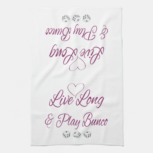 Live Long and Play Bunco Tea Towel (Vertical)