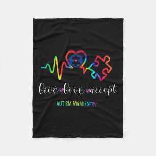 Live Love Accept Autism Awareness 1  Fleece Blanket