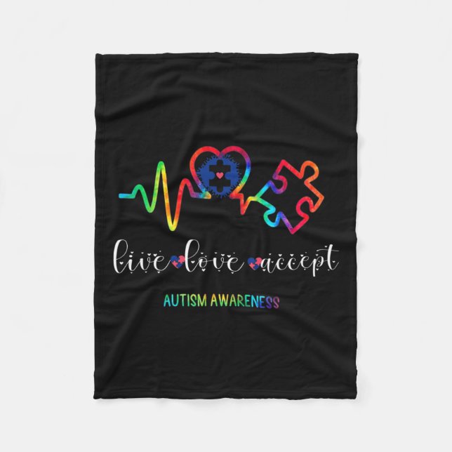 Live Love Accept Autism Awareness 1  Fleece Blanket (Front)