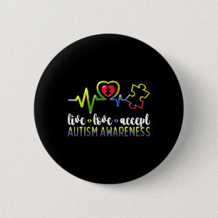 Live Love Accept Autism Awareness  6 Cm Round Badge