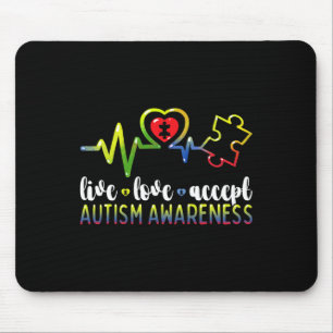 Live Love Accept Autism Awareness Mouse Pad