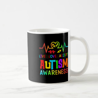 Live Love Accept Autism Awareness Rainbow Heart De Coffee Mug