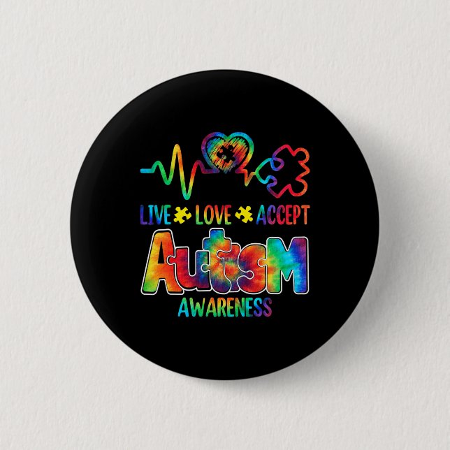 Live Love Accept Autism Awareness Support Acceptan 6 Cm Round Badge (Front)