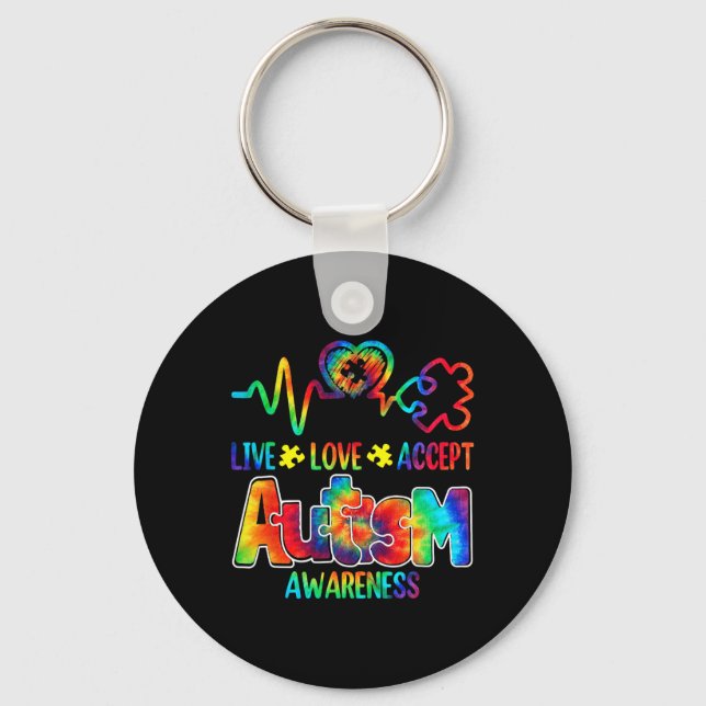 Live Love Accept Autism Awareness Support Acceptan Key Ring (Front)