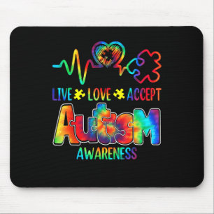 Live Love Accept Autism Awareness Support Acceptan Mouse Pad