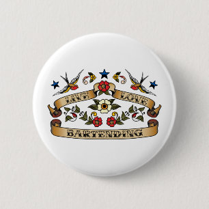 Live Love Bartending 6 Cm Round Badge