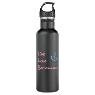 Live Love Bermuda Script Text with Anchor Dark 710 Ml Water Bottle