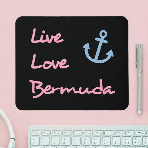 Live Love Bermuda Script Text with Anchor Dark Mouse Pad
