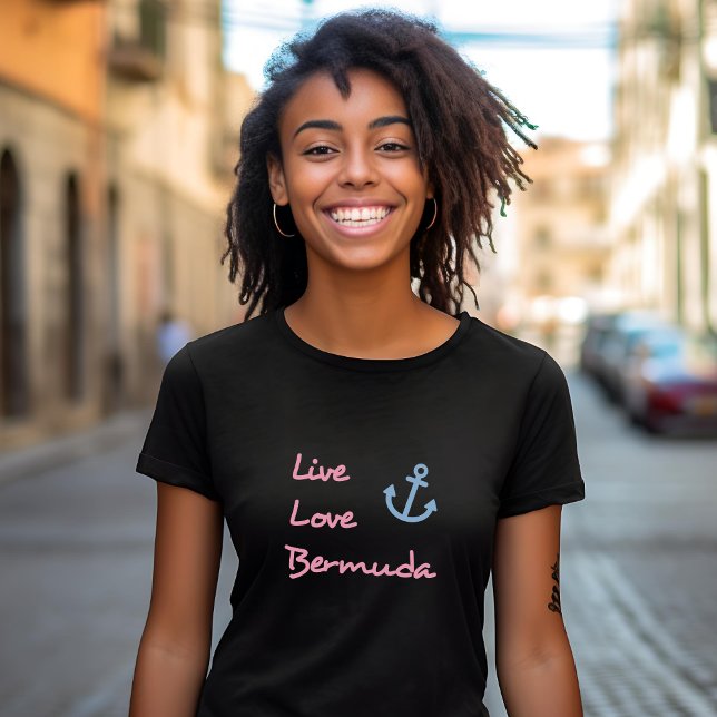 Live Love Bermuda Script Text with Anchor Dark T-Shirt (Creator Uploaded)