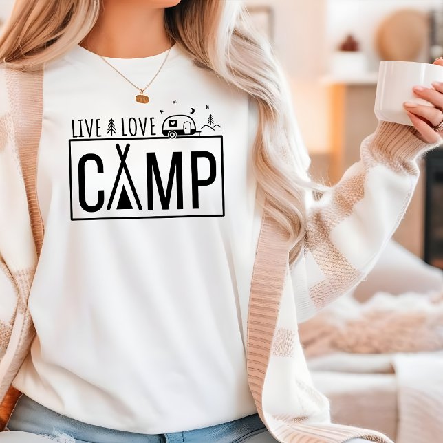 Live Love Camp Modern Simple Outdoor Camping T-Shirt (Creator Uploaded)