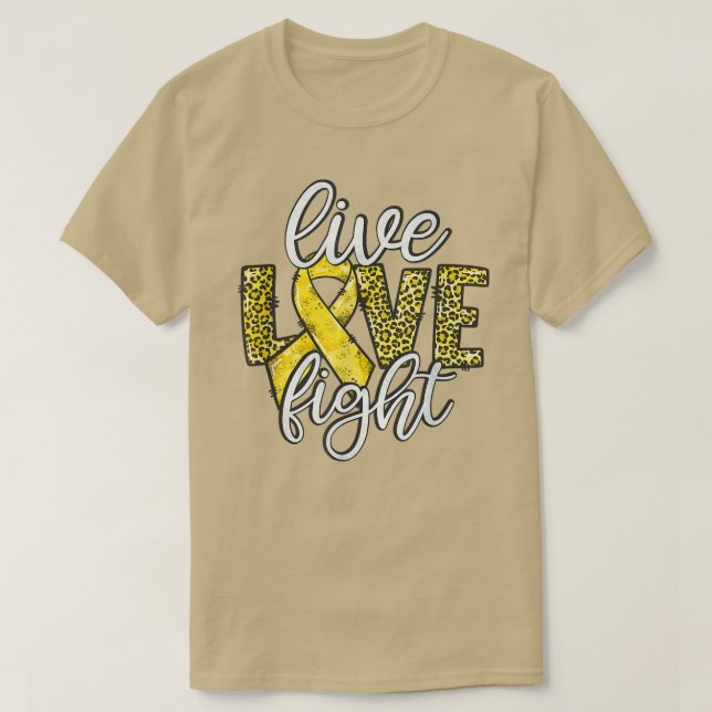 Live Love Fight Gold Ribbon Childhood Cancer Survi T-Shirt (Design Front)