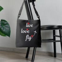 Live Love Fly Text Hearts and Aeroplane Travel