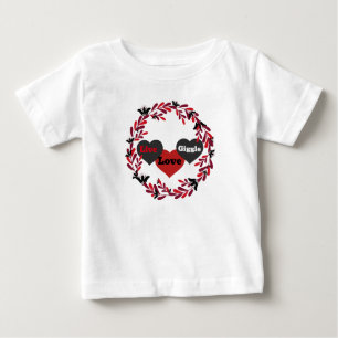 Live Love giggle Red,White, and Black Heart Design Baby T-Shirt