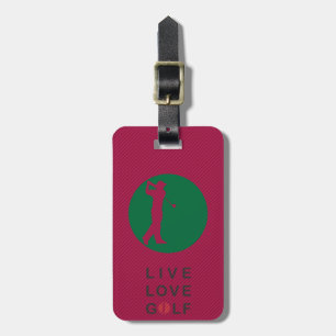 Live Love Golf Golfing Red Black Luggage Tag