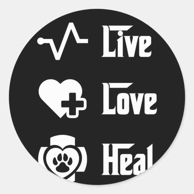Live Love Heal Vet Tech For Veterinary Technicians Classic Round Sticker (Front)