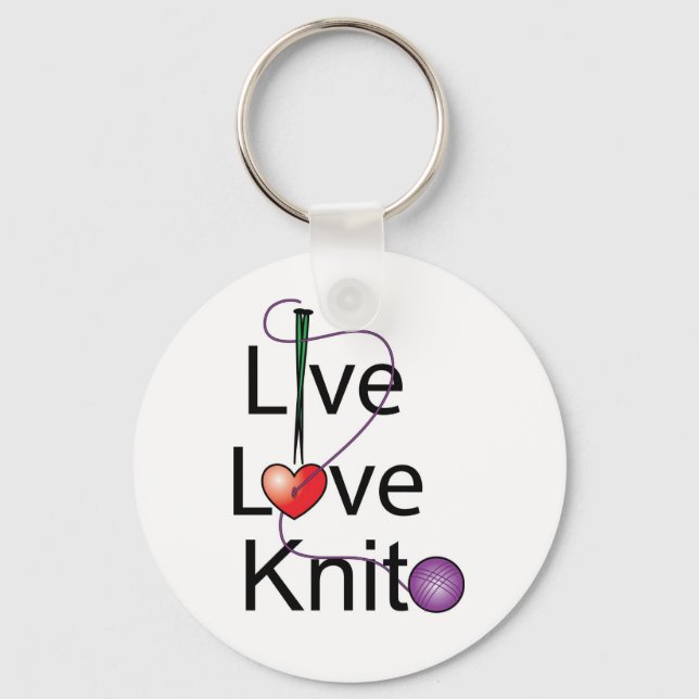 Live Love Knit Key Ring (Front)