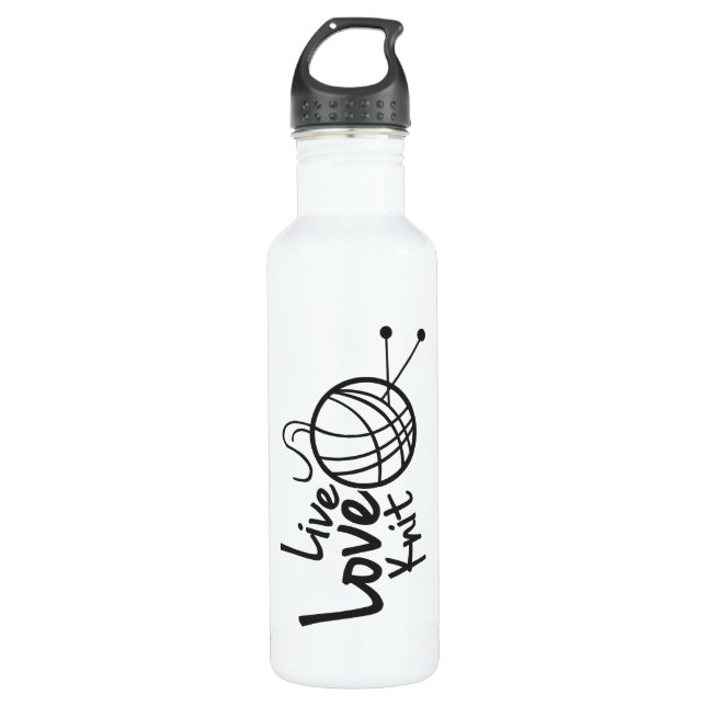 Live Love Knit | Knitting 710 Ml Water Bottle (Front)
