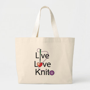 Live Love Knit Large Tote Bag