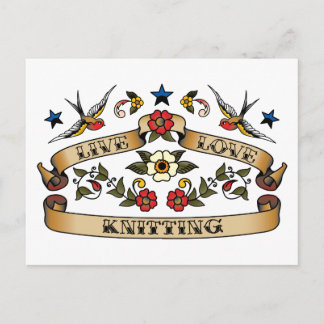 Live Love Knitting Postcard