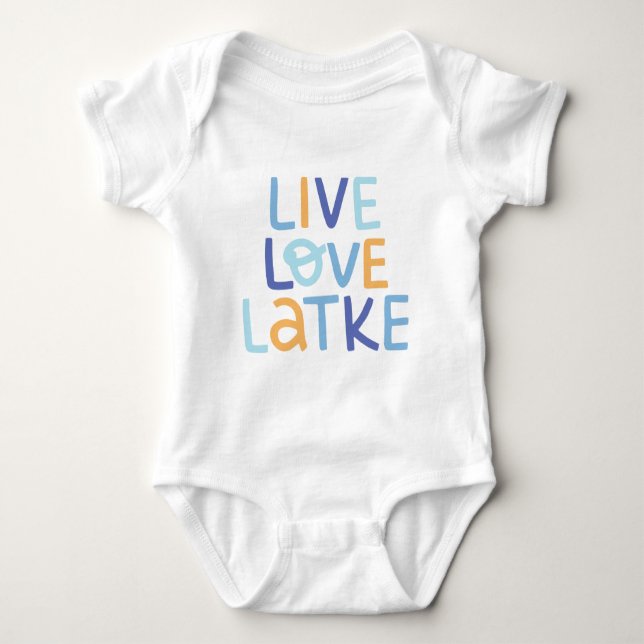Live Love Latke Hanukkah Design Baby Bodysuit (Front)