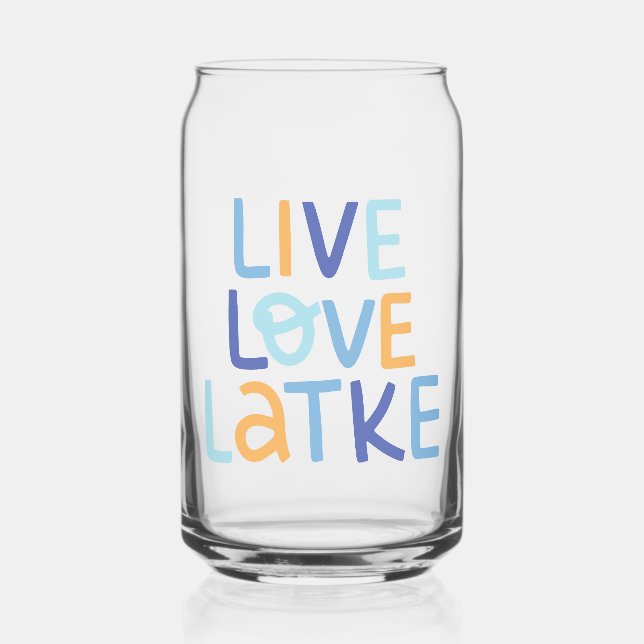 Live Love Latke Hanukkah Design Can Glass (Front)