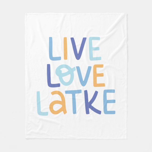 Live Love Latke Hanukkah Design Fleece Blanket (Front)