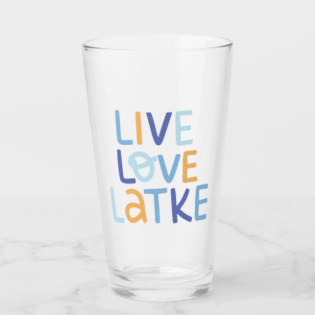 Live Love Latke Hanukkah Design Glass (Front)