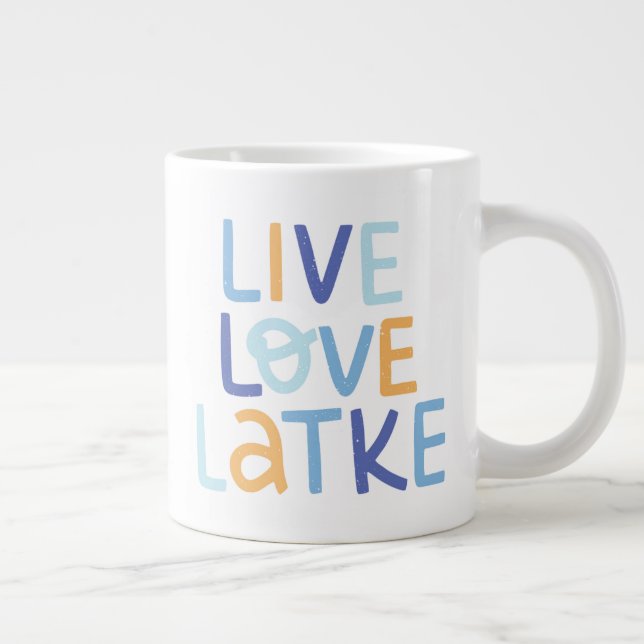 Live Love Latke Hanukkah Design Large Coffee Mug (Right)
