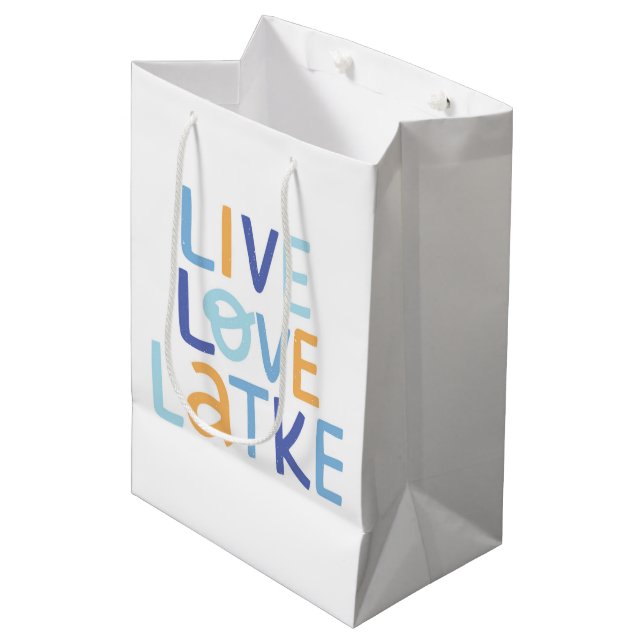 Live Love Latke Hanukkah Design Medium Gift Bag (Front Angled)