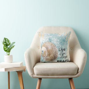 Live, Love, Laugh At The Beach   Throw Pillow