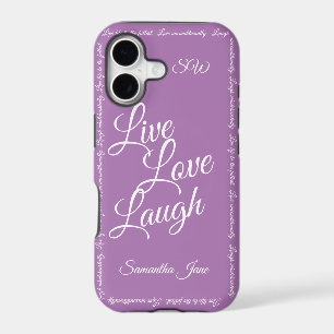 Live Love Laugh Elegant White Script Soft Purple