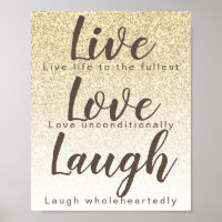 Live Love Laugh Girly Gold Glitter Typography Post