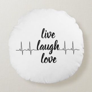 Live, Love, Laugh — Heartbeat Pulse Throw Pillow