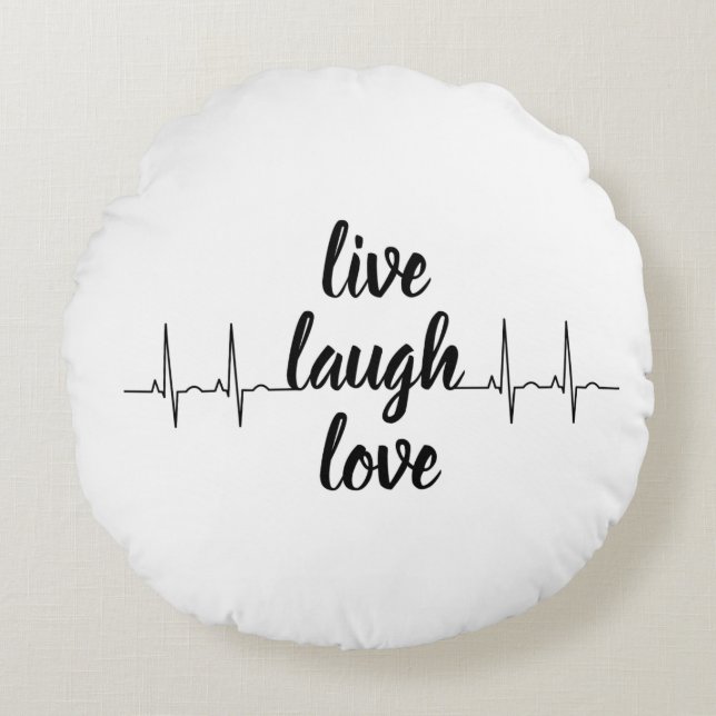 Live, Love, Laugh — Heartbeat Pulse Throw Pillow (Front)