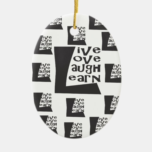 Live, Love, Laugh, Learn Ceramic Tree Decoration (Front)
