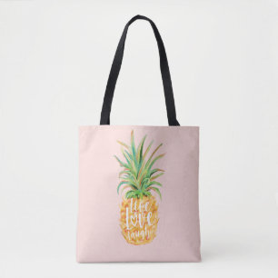 Live Love Laugh Trendy Topical Island Pineapple Tote Bag