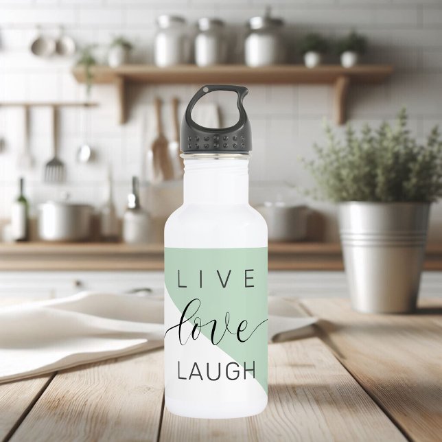 Live Love Laught Positive Motivation Mint Quote 532 Ml Water Bottle (Creator Uploaded)