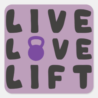 Live, Love, Lift Fitness Gym Square Sticker