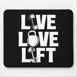 Live Love Lift - Workout Gym Weightlifting Bodybui Mouse Pad