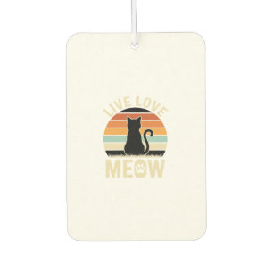 Live Love Meow Vintage Cat Sunset Design_1 Car Air Freshener