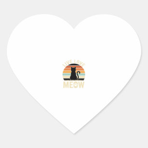 Live Love Meow Vintage Cat Sunset Design_1 Heart Sticker