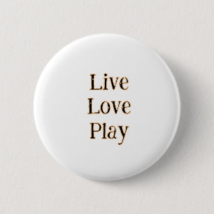 Live love play black orange sports player modern q 6 cm round badge
