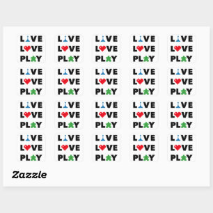 Live, Love, Play Black Text Stickers