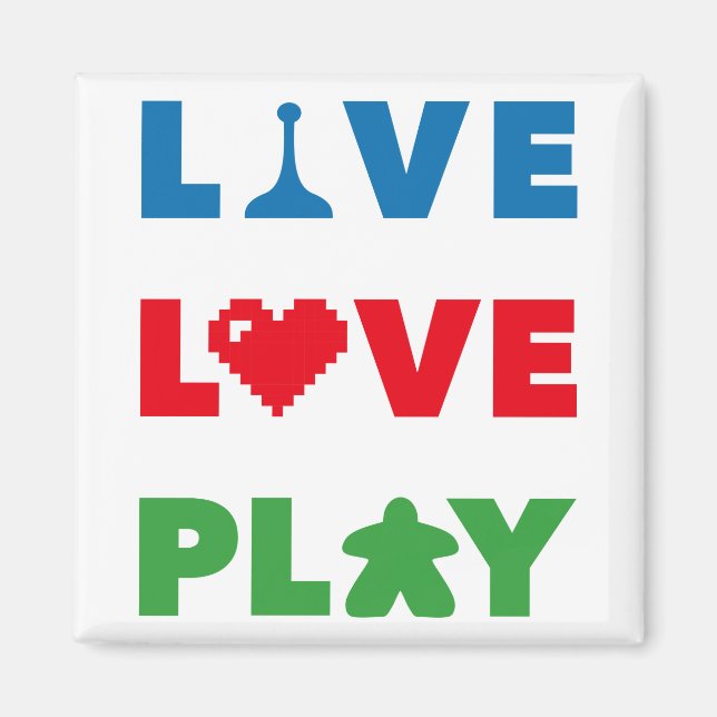 Live, Love, Play Colourful Magnet (Front)