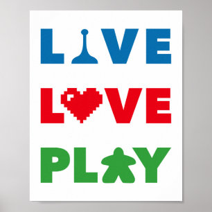 Live, Love, Play Colourful Print